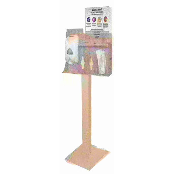 Cover Your Cough Compliance Kit-Quartz Beige ABS Station, Steel Stand